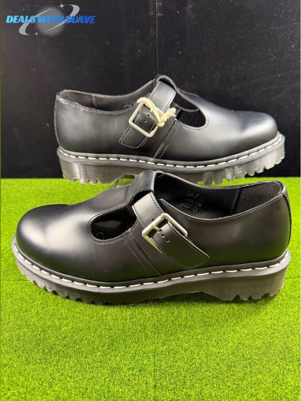 Dr. Martens - Polley Bex Black Leather T-Bar - Size 12 - LA004